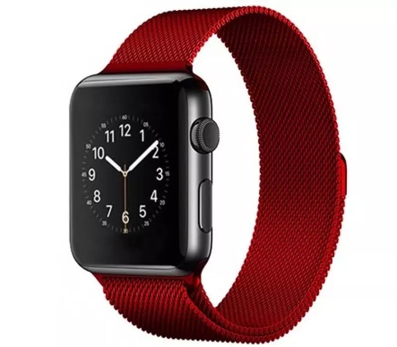 Apple Watch 38-41mm milánói mágneses fém szíj - piros